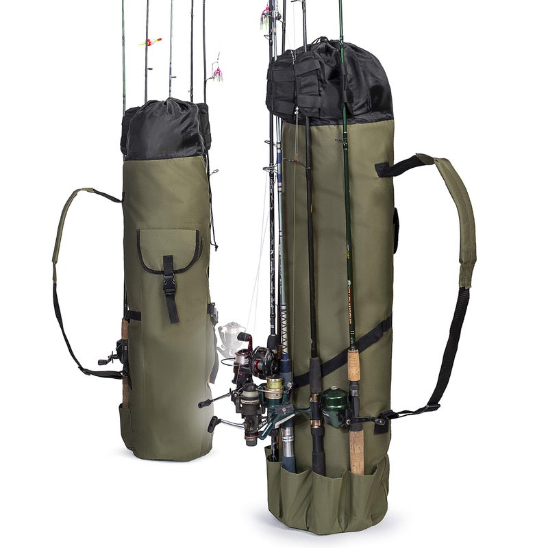 Besti Fishing Rod Organizer Bag (Portable) Shoulder Carry Home and Travel Storage | Professional Reel, Tackle, and Equipment Organization | Heavy-Duty, Water-Resistant (khaki green) - Image 1